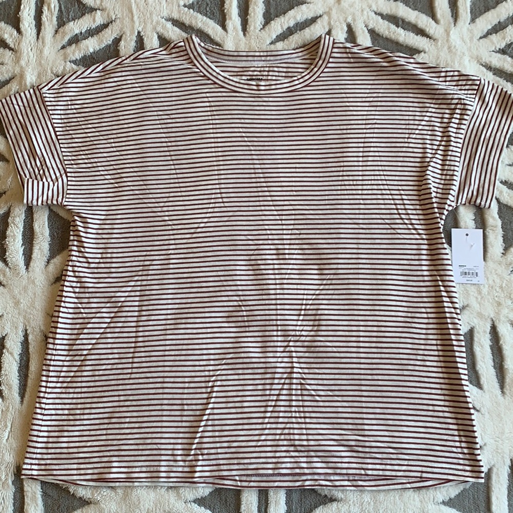 Rust and white striped tee